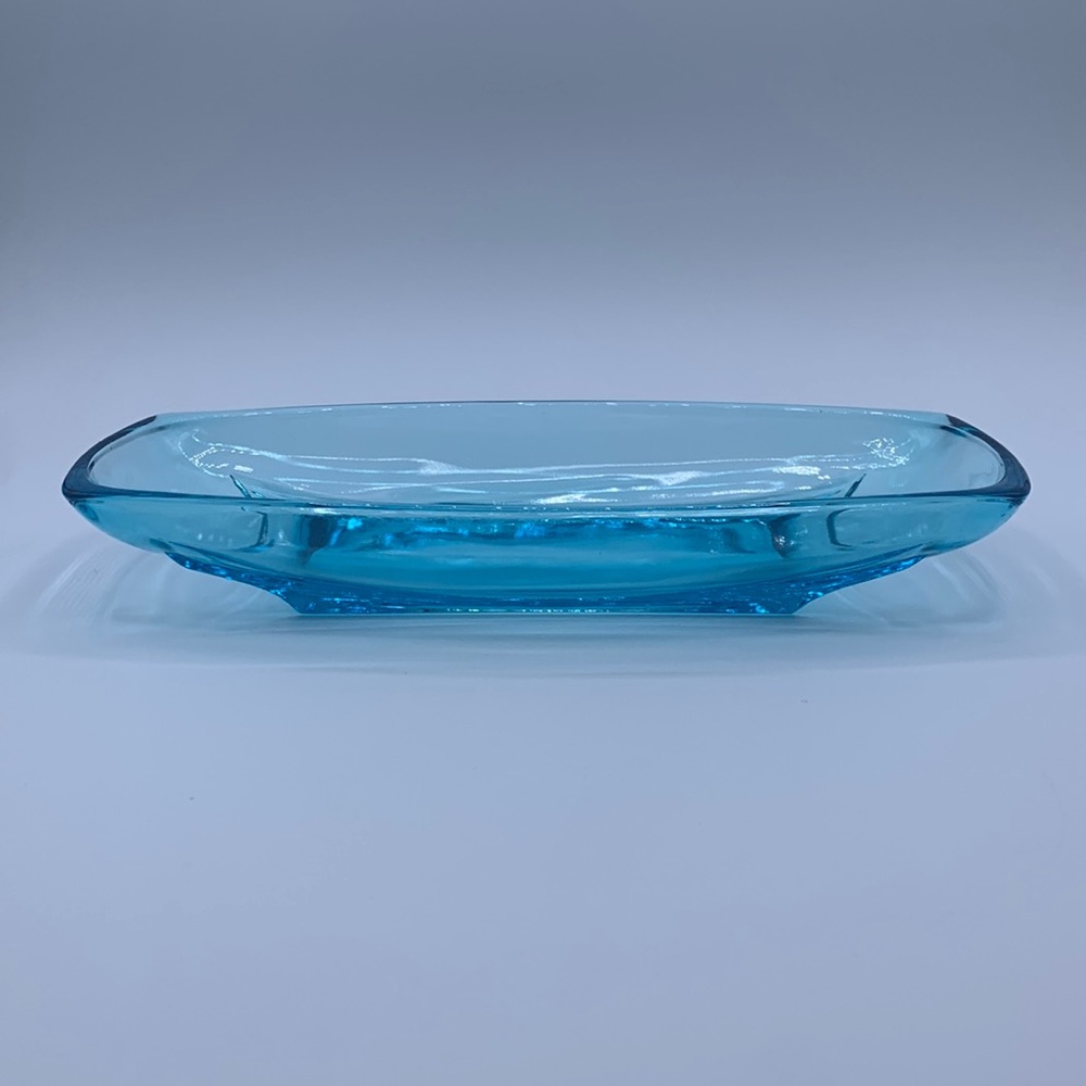 Vintage Hazel Atlas Capri Blue Glass Celery Relish Tray Dish